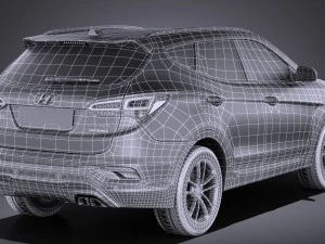 Hyundai Santa Fe 2017 vray 3D Model
