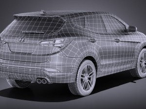 Hyundai Santa Fe Sport 2015 vray 3D Model