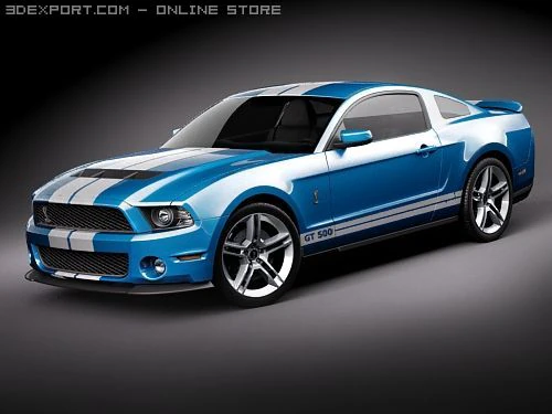 Mustang Shelbycobra GT500 2010 3D Model .c4d .max .obj .3ds .fbx .stl .blend 
