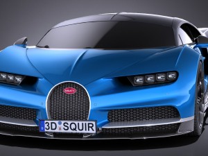 Bugatti Chiron 2017 Lowpoly 3D Модель