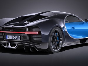 Bugatti Chiron 2017 Lowpoly 3D Модель