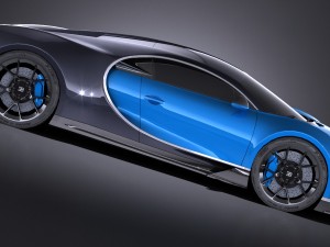 Bugatti Chiron 2017 Lowpoly 3D Модель