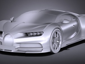 Bugatti Chiron 2017 Lowpoly 3D Модель