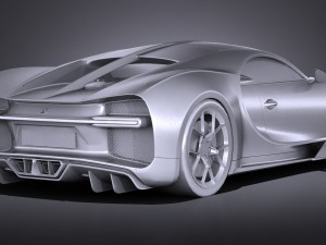 Bugatti Chiron 2017 Lowpoly 3D Модель