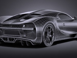 Bugatti Chiron 2017 Lowpoly 3D Модель
