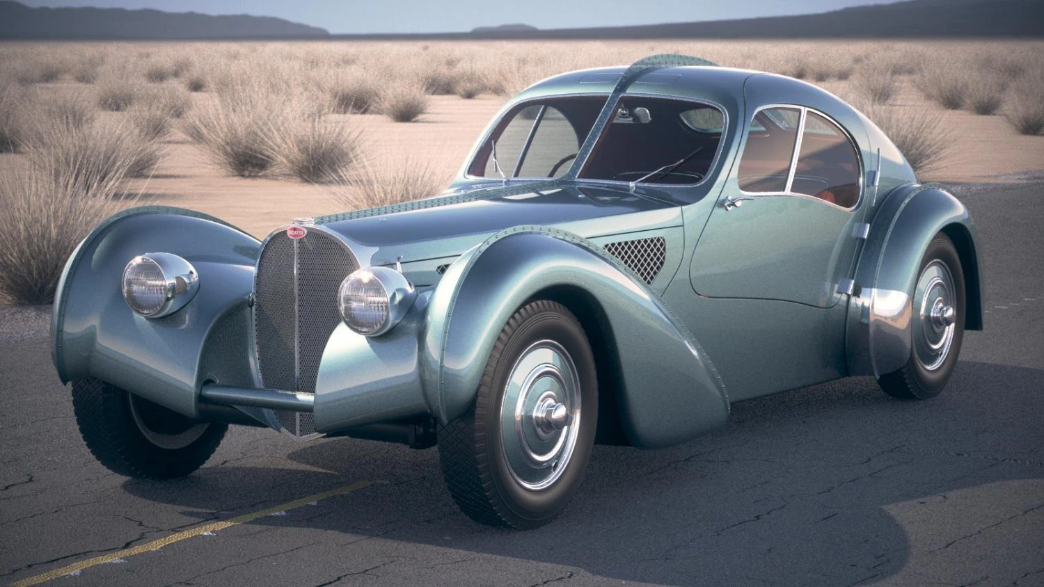Bugatti Type 57SC Atlantic 1938 Desertstudio 3D Model .c4d .max .obj .3ds .fbx .stl .blend 