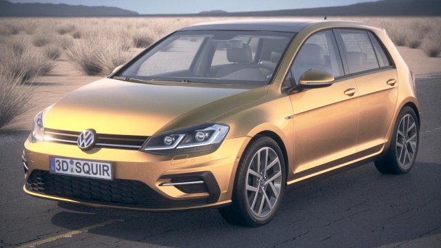 Volkswagen Golf R 2017 Desert Studio 3D Model .c4d .max .obj .3ds .fbx .stl .blend 