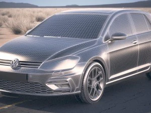 Volkswagen Golf R 2017 Desert Studio 3D Model