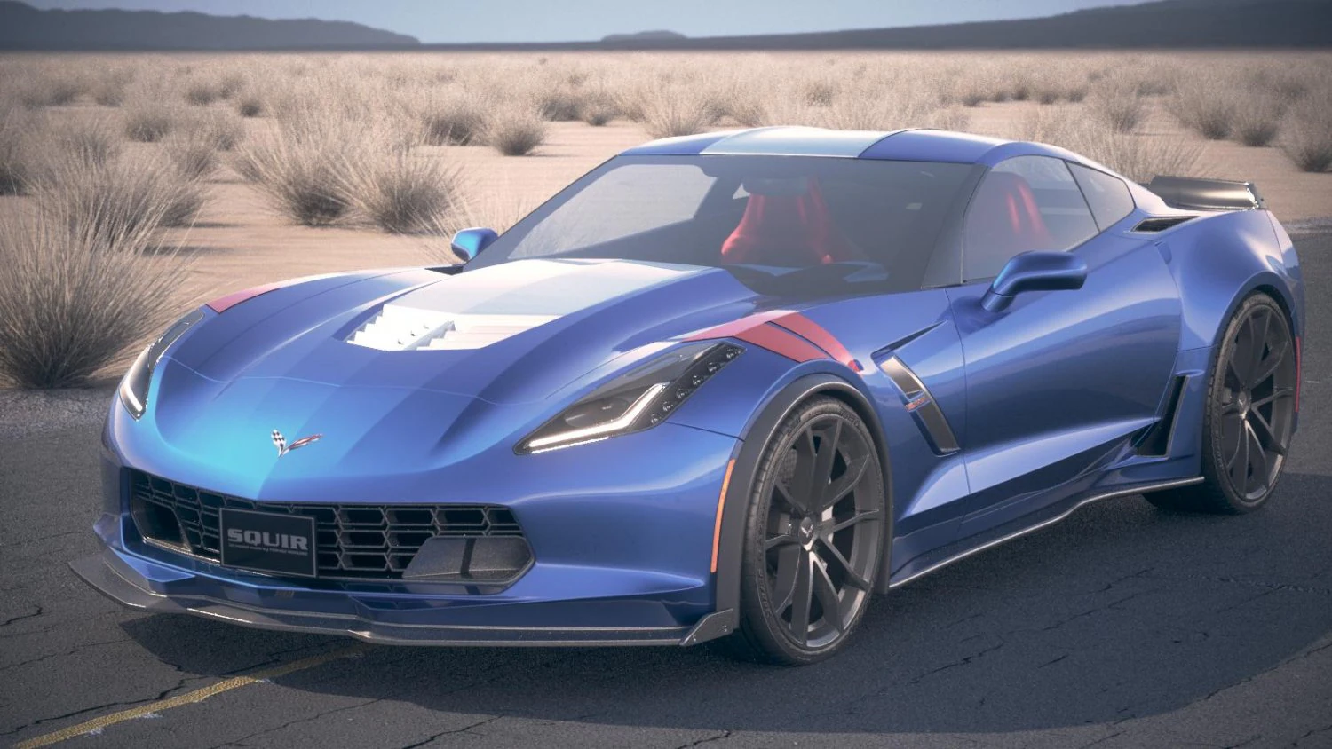 Chevrolet Corvette Grand Sport 2017 Desert Studio 3D Model .c4d .max .obj .3ds .fbx .stl .blend 
