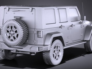 Jeep Wrangler Rubicon 2016 vray Modello 3D