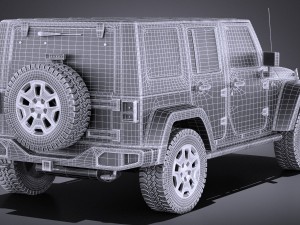 Jeep Wrangler Rubicon 2016 vray Modello 3D
