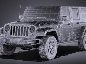 Jeep Wrangler Rubicon 2016 vray Modello 3D