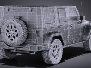 Jeep Wrangler Rubicon 2016 vray Modello 3D