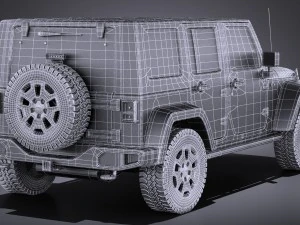 Jeep Wrangler Rubicon 2016 vray 3D Model