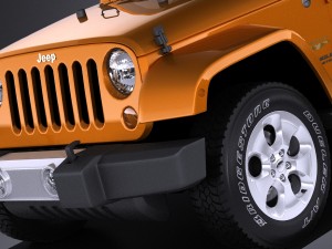Jeep Wrangler Unlimited Sahara 2015 vray 3Dモデル