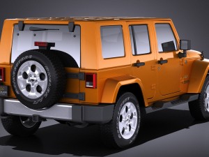 Jeep Wrangler Unlimited Sahara 2015 vray 3Dモデル