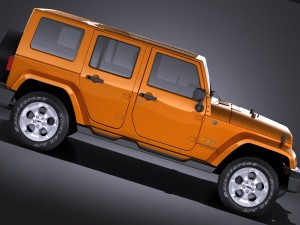 Jeep Wrangler Unlimited Sahara 2015 vray 3Dモデル