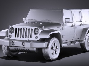 Jeep Wrangler Unlimited Sahara 2015 vray 3Dモデル