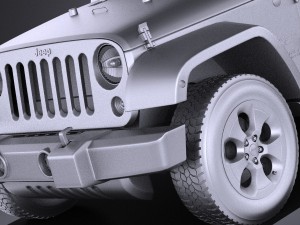 Jeep Wrangler Unlimited Sahara 2015 vray 3Dモデル