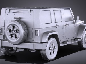 Jeep Wrangler Unlimited Sahara 2015 vray 3Dモデル