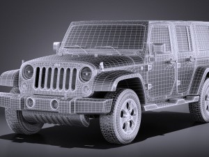 Jeep Wrangler Unlimited Sahara 2015 vray 3Dモデル