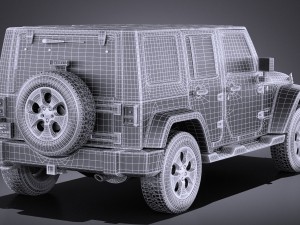 Jeep Wrangler Unlimited Sahara 2015 vray 3Dモデル