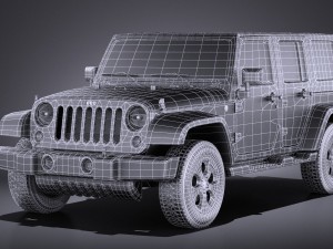 Jeep Wrangler Unlimited Sahara 2015 vray 3Dモデル