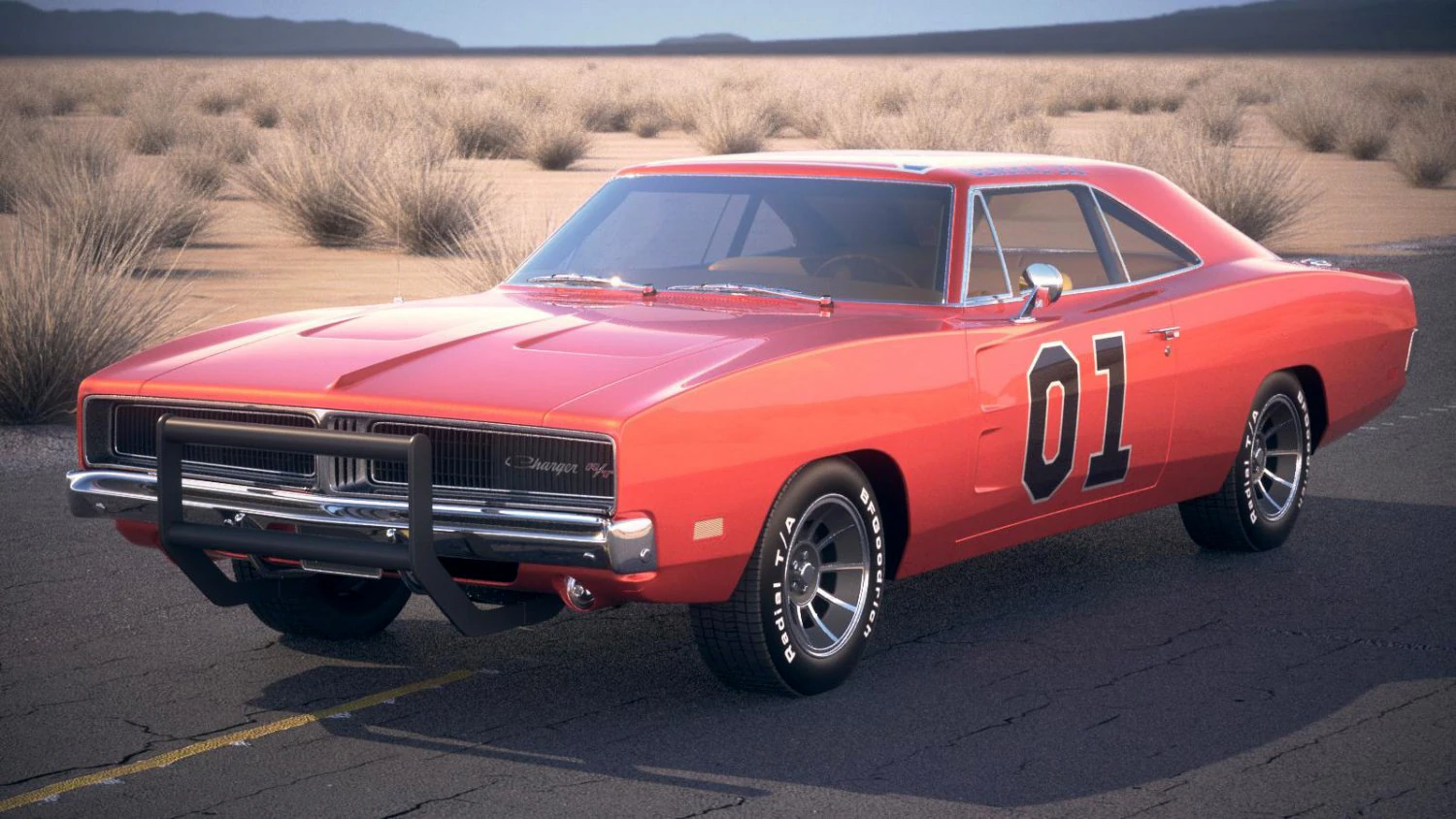 Dodge Charger 1969 General Lee 3D Model .c4d .max .obj .3ds .fbx .stl .blend