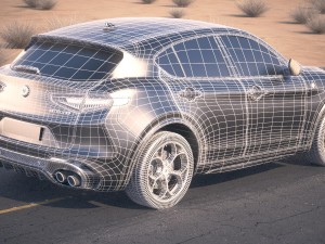 Alfa Romeo Stelvio Quadrifoglio 2018 Desert Studio Modelo 3D