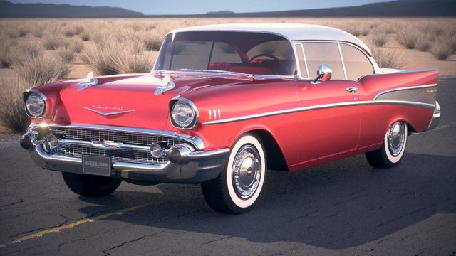 Chevrolet Bel Air Hardtop Coupe 1957 Modello 3D .c4d .max .obj .3ds .fbx .stl .blend