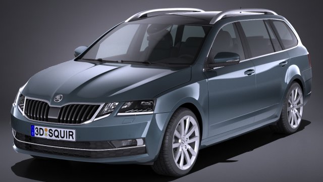 Skoda Octavia Combi 2017 3D 模型 .c4d .max .obj .3ds .fbx .stl .blend