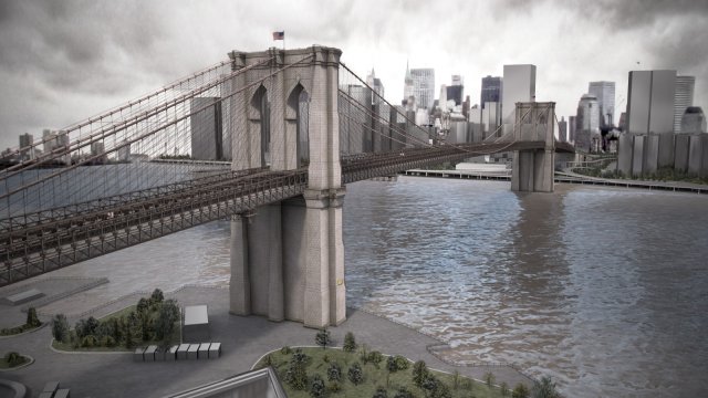 Brooklyn Bridge New York City 3Dモデル .c4d .max .obj .3ds .fbx .stl .blend