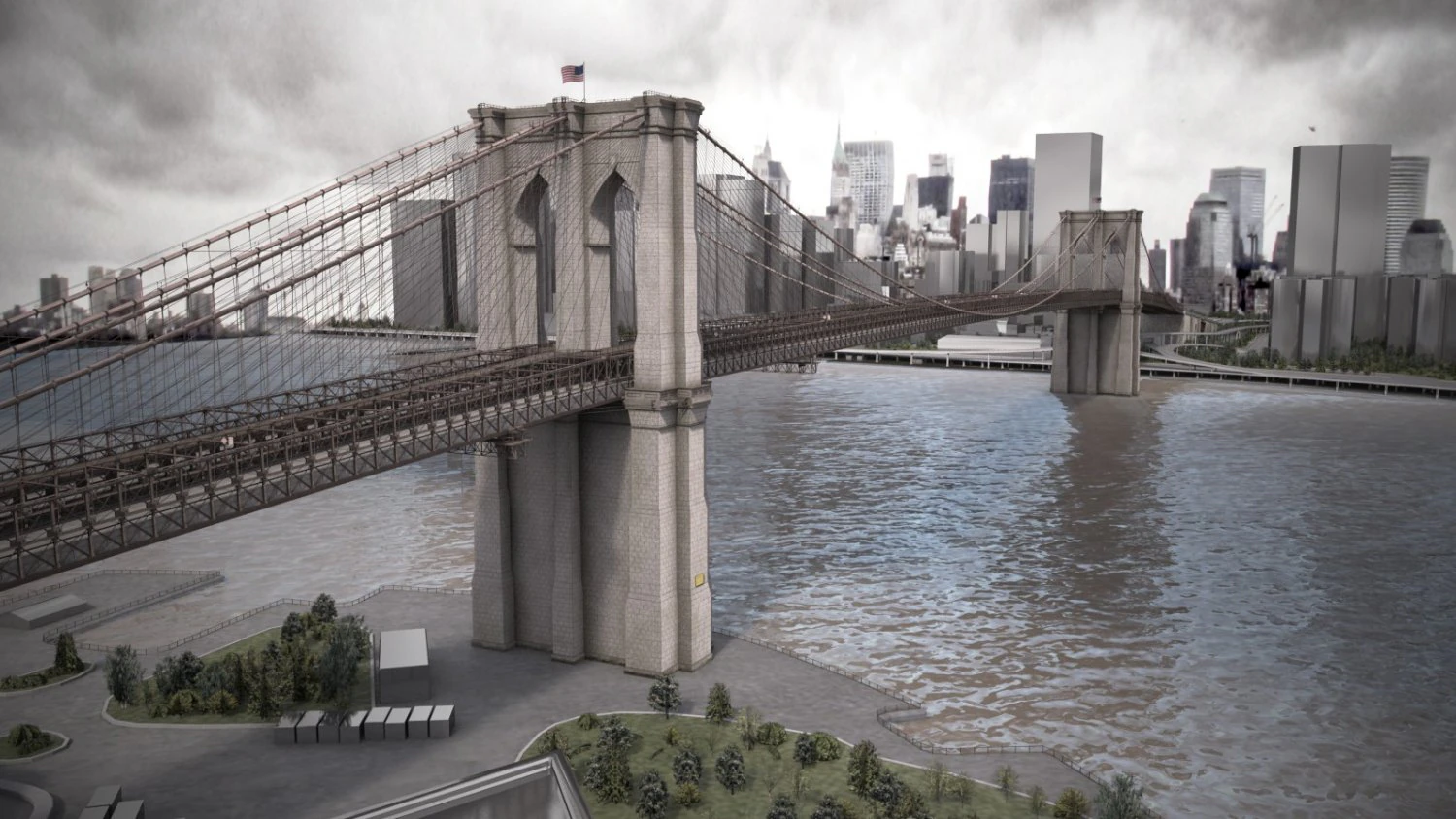 Brooklyn Bridge New York City 3D Model .c4d .max .obj .3ds .fbx .stl .blend
