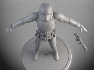 Dirty Storm Trooper Light Star Wars First Order 3D Model