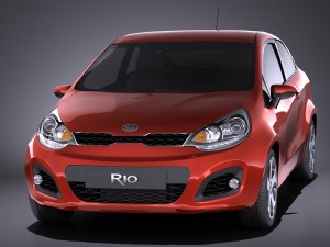 Kia Rio 3-door Hatchback 2014 vray Modelo 3D
