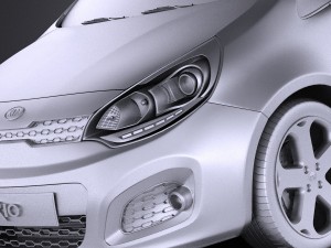 Kia Rio 3-door Hatchback 2014 vray Modelo 3D