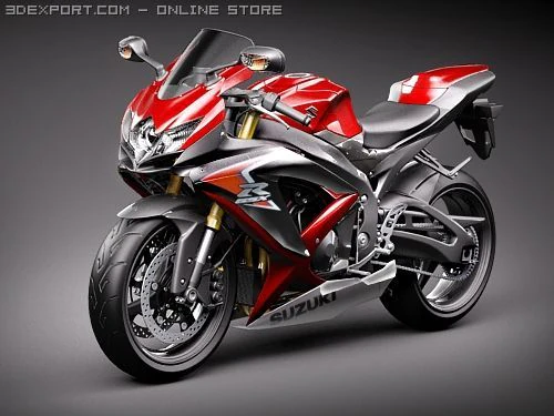 Suzuki GSX-R 600 2008 Motorcycle 3D Model .c4d .max .obj .3ds .fbx .stl .blend 