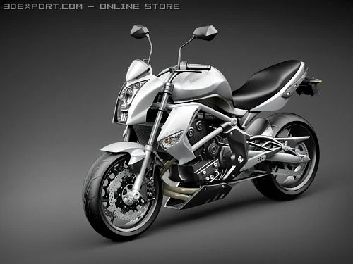 Kawasaki ER-6n Motorcycle 3D Model .c4d .max .obj .3ds .fbx .stl .blend 