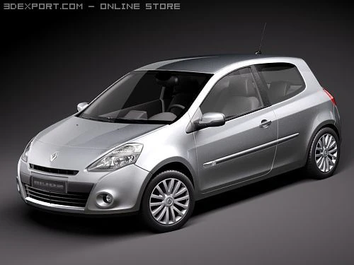 Renault Clio 3-door Automobile 2010 3D Model .c4d .max .obj .3ds .fbx .stl .blend