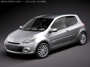 Autom&oacute;vel Renault Clio 3 portas 2010 Modelo 3D