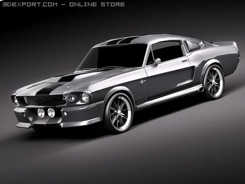 Mustang Eleanor Classic Lowpoly 3D Model .c4d .max .obj .3ds .fbx .stl .blend