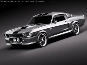 Mustang Eleanor Klassiek Lowpoly 3D Model