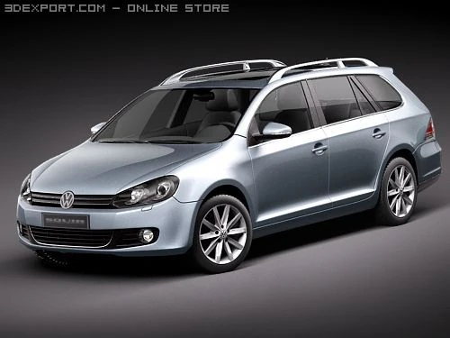 Volkswagen Golf VI Variant 3D Model .c4d .max .obj .3ds .fbx .stl .blend