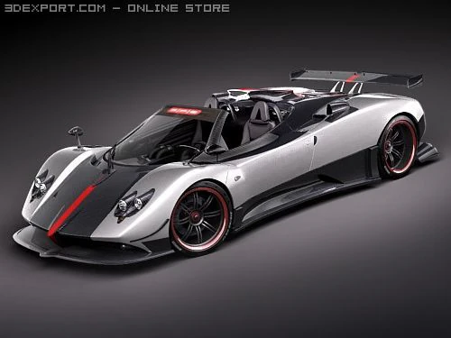 Pagani Zonda Cinque Roadster 2010 3D Model .c4d .max .obj .3ds .fbx .stl .blend 