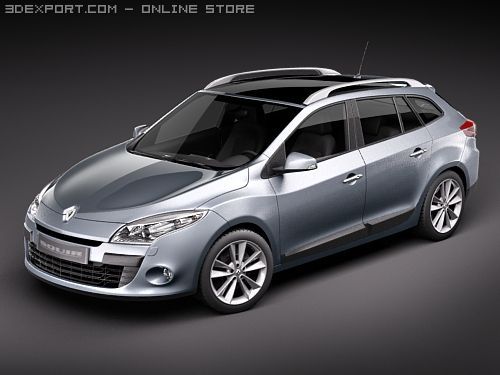 Renault Megane GrandTour Estate 2010 Modèle 3D .c4d .max .obj .3ds .fbx .stl .blend 