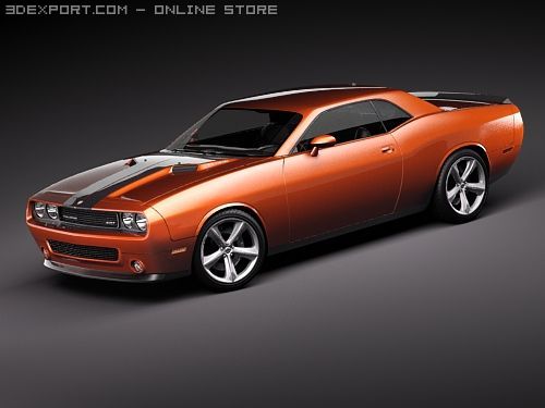 Dodge Challenger SRT8 2009 Sports Car Model 3D .c4d .max .obj .3ds .fbx .stl .blend 
