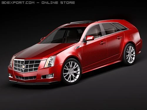 Cadillac CTS 2010 Sport Wagon 3D Model .c4d .max .obj .3ds .fbx .stl .blend 
