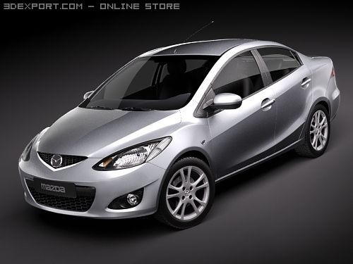 Mazda 2 Sedan 2009 3D 모델 .c4d .max .obj .3ds .fbx .stl .blend 