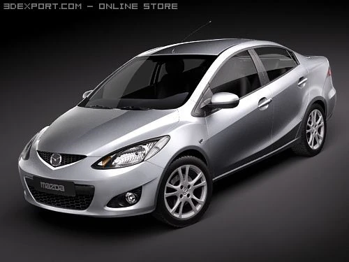 Mazda 2 Sedan 2009 3D Model .c4d .max .obj .3ds .fbx .stl .blend