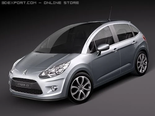 Citroen C3 2010 3D Model .c4d .max .obj .3ds .fbx .stl .blend